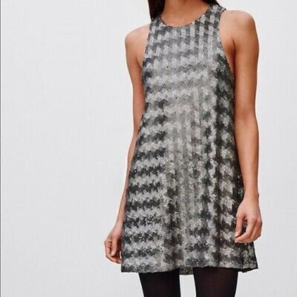 ARITZIA / TATULA Black & Silver Canterbury Sequins Festive Mini Dress Size Small - Picture 1 of 13